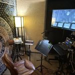 ADR and voice over recording booth with microphone, screen, and equipment at Somni Studios in Bend Oregon