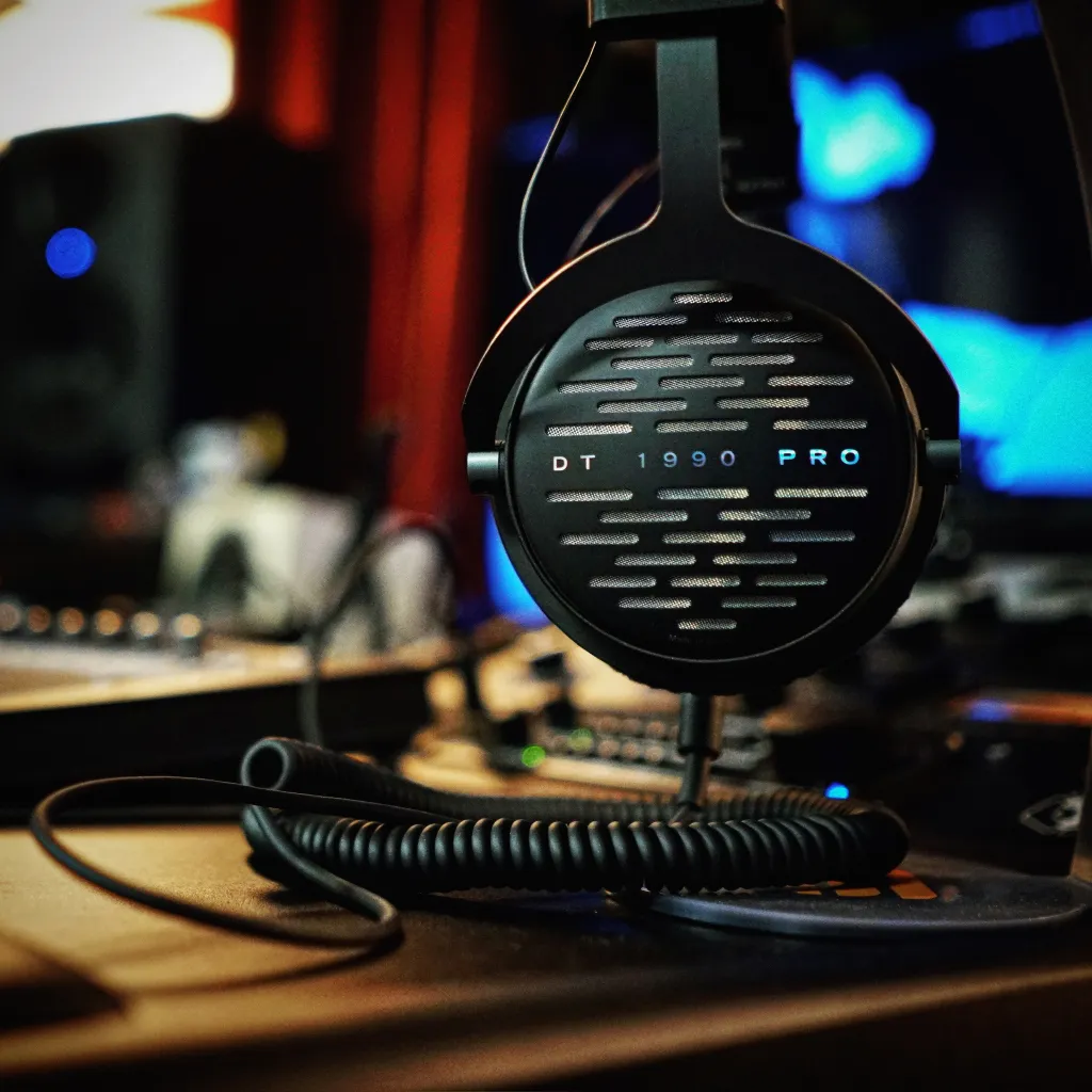 Beyerdynamic DT 1990 Pro studio headphones in Somni Studios mixing room.
