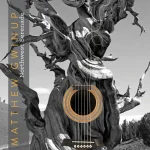 Album cover for Matthew Gwinup’s “Northwest Serenade,” featuring a twisted tree shaped like an acoustic guitar.