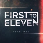 Futuristic metallic typography reading “First to Eleven – Year 3000” on a dark textured background.