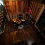 Overhead view of the Gretsch drum kit in the Somni Studios Live Room.