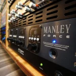 Close-up of the Manley Force four-channel vacuum tube microphone preamp at Somni Studios.