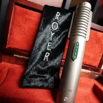 Royer R-121 ribbon microphone in red velvet case at Somni Studios.